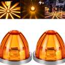 2PCS Watermelon LED Marker Lights, Amber LED Side Marker Lights with Strobe & Constant Dual-Function, Watermelon-Shaped Stop Turn Signal Clearance Light Set for Kenworth Peterbilt Semi Truck Trailer