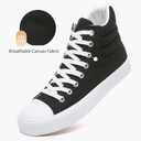POVOGER High Top Sneakers for Women White Womens High Tops Canvas Shoes Black Fashion Sneakers Casual Lace up Tennis Shoes (Black,US07)
