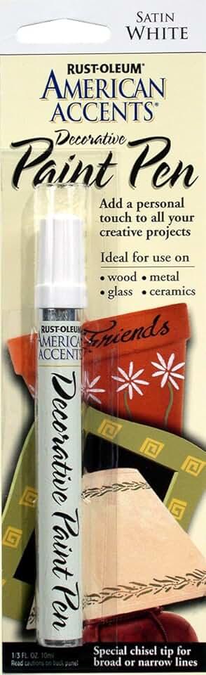 Rust-Oleum 215153 American Accents Satin Decorative Paint Pen, White, 1/3-Ounce
