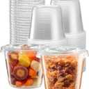 5 oz - 100 Sets Clear Diposable Plastic Portion Cups With Lids, Small Mini Containers For Portion Controll, Meal Prep, Sauce Cups, Slime, Medicine, Dressings, Crafts, Disposable Souffle Cups