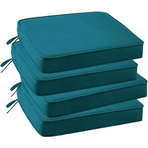 Outdoor Sunbrella Square Corner Seat Cushion, 18.5"x16"x3", Set of 4, Non Slip Seat Cushion Pads with Removable Cover for Patio Furniture, Garden Yard Lawn, Spectrum Peacock