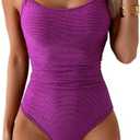 Eomenie Women's One Piece Swimsuit Tummy Control Slimming Bathing Suit Color Block Spaghetti Strap 1 Piece Swim Suit Swimwear Larg