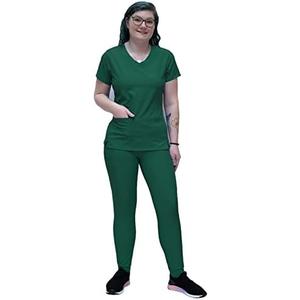 ANGIE UNIFORMS YOGAFLEX Jogger Scrubs for Women Set. Regular and PETITE. Side Spandex 2 Pockets Top with Yoga Waist Joggers Large
