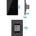 LIVOLO Modern Electrical Wall Light Switch 1Gang Tempered Glass Panel 2 Pole Wall Touch Light Switch with Led Indicator,No Neutral Wire 3Way (1Gang Black)