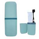 Travel Toothbrush & Toothpaste Case, Toothbrush Travel Holder with Cup Portable Travel Toothbrush Case Holder Toothbrush Travel Container for Camping School Business Trip Bathroom (Light Blue)