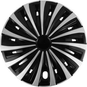 HEALLILY Premium Quality 12 Black Silver Hubcaps/Wheel Covers fits One-Piece Heavy Duty Construction Wheel Rim Cover