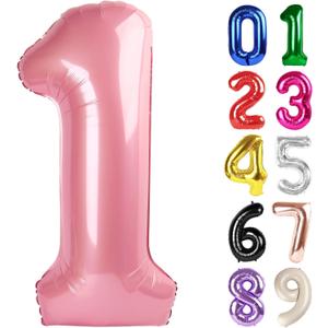 1 Balloon - Pearlescent Pink Birthday Number Balloons, 40 Inch Large Foil Balloons for Men Women Boys Girls Pearlescent Pink Themed Birthday Decorations