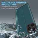 for iPhone 16 Pro Max Case, Case for iPhone 16 Pro Max Flip Case, Clear View Slim Fit Leather Cover for iPhone 16 Pro Max Phone Case with Kickstand Rugged Heavy Duty Shockproof Bumper Shell (Green)