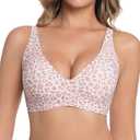 Jelly Wireless Bra Deep V Push Up Seamless T-Shirt Comfortable Plunge No Underwire Bras with Adjustable Straps Everyday Bras (Pink, XXL)