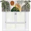 Giwawa Boho Leaves Kitchen Curtain Valance Mid Century Blackout Short Rod Pocket Window Treatment Drapes for Dining Room Bedroom Decor, 54" x 18"