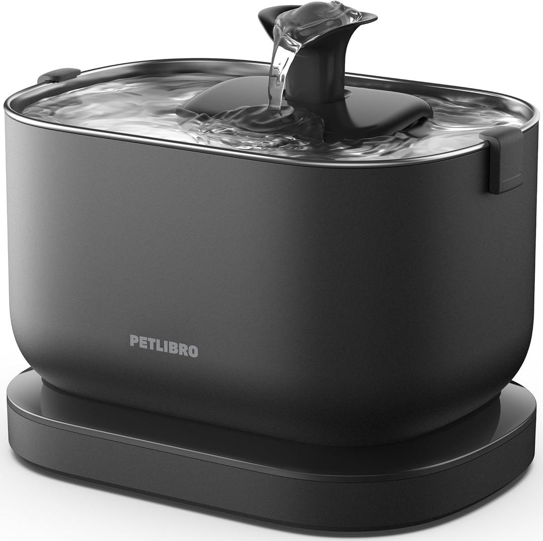 Petlibro Cat Water Fountain, Cordless Pet Water Fountain Battery Operated, 2.5L/84oz Dockstream Water Fountains for Cats Indoor, Cat Fountain with Stainless Steel Tray, Easy to Clean BPA-Free