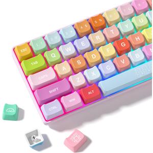 Womier Cute Keycaps, Cat PBT Keyboard Keycaps, MOA Profile Dye-Sublimation Rainbow Candy Key Caps for 60 65 75 100 Percent Cherry MX, Kailh, Outemu, Gateron Mechanical Keyboard(Colour)