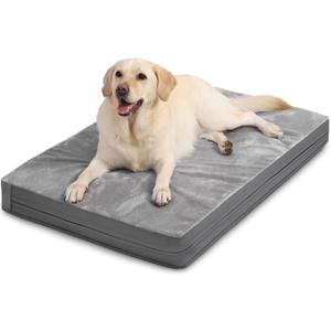 Waterproof XXL Dog Beds Large Sized Dog, Outdoor Orthopedic Washable Crate Pad 48 inch, Jumbo XXLarge Foam Pet Bed with Removable Cover Reversible, Durable Anti-Slip Kennel Pad, 47"x29", Gray (Grey)