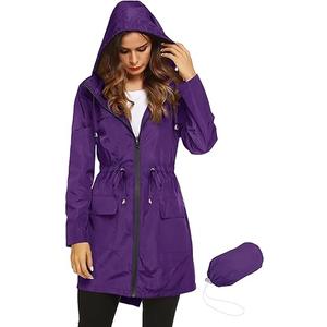 Women Waterproof Lightweight Rain Jacket Active Outdoor Hooded Raincoat, Size L, Purple Women Waterproof Lightweight Rain Jacket Active Outdoor Hooded Raincoat, Size L, Purple