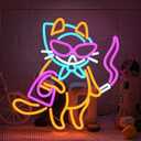 Cat Neon Sign for Wall Decor, Cool Cat Neon Light Wall Art with Dimmable Switch,USB Powered Cool Lady LED Light Up Sign Neon for bedroom,Bar, Living Room,Pet Shop Decor