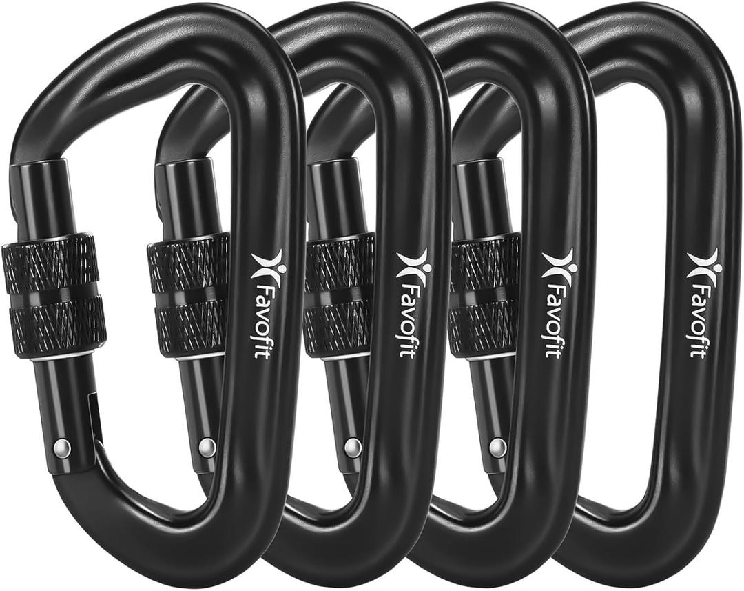 12kN Heavy Duty Carabiner Clips - Favofit Locking Carabiner for Keychain Key Ring Hammock & Dog Leash - 0.9oz Ultralight Snag-Free D Ring Carabiners for Camping Gym & Outdoor