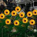 2 Pack 26.8" Large Halloween Decorations Outdoor Sunflower Skull Solar Lights Skeleton Stake Lights for Garden Yard Patio Lawn