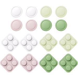 PlayVital Button Caps + Thumb Grip Set for Nintendo Switch 2, 8 Silicone Colorful ABXY Directional Button Covers & 4 Joystick Caps for Joycon - White & Pink & Antique Yellow & Matcha Green