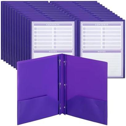 Mr. Pen- Plastic Folders with Pockets and Prongs, 24 Pack, Letter Size, Purple, Flexible Plastic Folders with Prongs Bulk, Clear Front Pocket and Card Slot