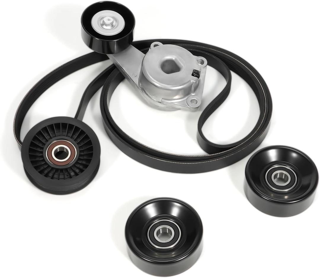 Drive Serpentine Belt Tensioner Idler Pulley Kit Fit for Ford F150 F250 F350 Explorer Lobo Expedition Lincoln 4.6L 5.4L, 2005-2014 Replace Part ACK061025, DBK061025B Complete Kit 90K-38274A