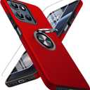 JAME for Motorola Moto G 2025/2026 Case, Moto G Play 2026 Case with Screen Protector, Dual Layer Military Grade Shockproof Cover with Ring Holder Stand Kickstand Protective Phone Cover, Red