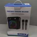 VOSOCO Karaoke Machine, Portable Bluetooth Karaoke Speaker with 2 Wireless Microphones, PA System for Adults Kids with LED Lights & Echo Adjustment, Supports TWS/TF/USB/AUX for Home Party (T03-2 MICS)