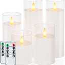 Homemory Realistic Flickering Battery Operated Candles, LED Fake Electric Candle with Remote Control and Timer, Flameless Candles for Home, Christmas Decoration, White, Set of 5