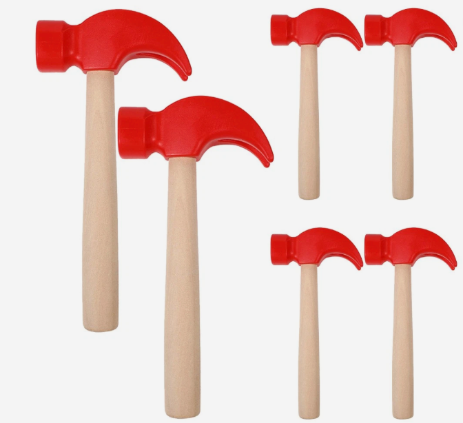 6PCS Wooden Hammer Toys Simulation Hammers Maintenance Tools Educational Toys for Kids Birthday Party Games Supplies