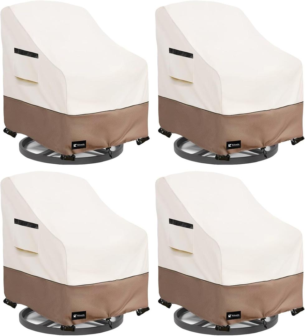 Patio Chair Covers Waterproof Outdoor Furniture Cover, All-Weather Protection Outdoor Lawn Patio Furniture Covers 4 Pack for 30" W x 33" D x 32" H, Beige