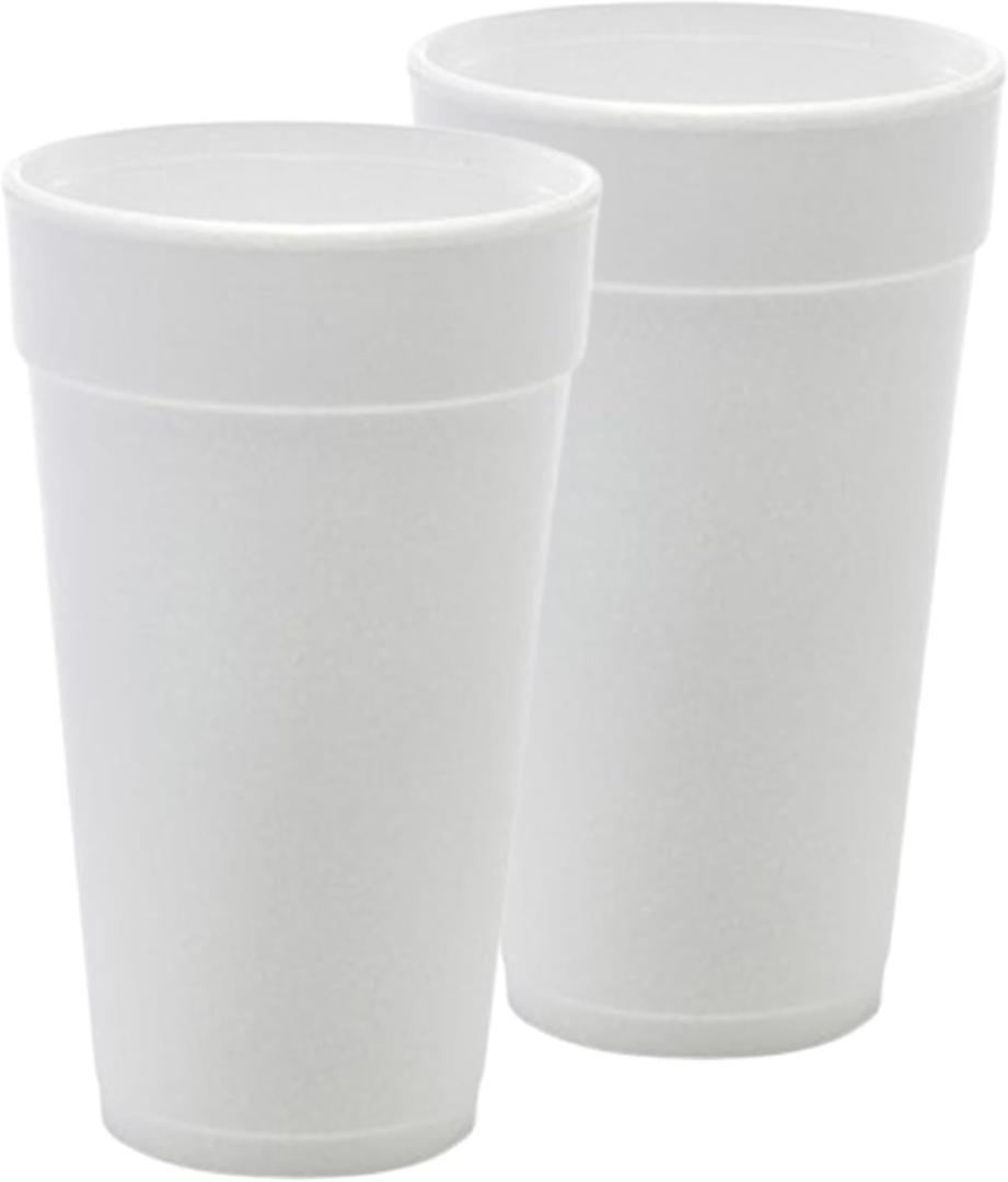 Pantryware Essentials 20oz Disposable White Foam Cups – Pack of 25 | Insulated Hot & Cold Drinking Cups | Ideal for Coffee, Tea, & Beverages