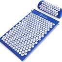 ProsourceFit Acupressure Mat and Pillow Set for Back/Neck Pain Relief and Muscle Relaxation (Large, Blue/White)