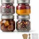 8 oz Mason Jars with Airtight Silver Lids - 4 Pack Small Glass Jars - Thickened Wide Mouth Canning Jars for Spell Jars, Candle Making, Premium Spices & Bathroom Vanity Decor