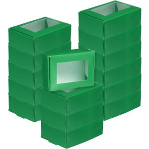 uxcell 20Pcs Kraft Soap Boxes for Homemade Soap, 3.3" x 2.6" x 1.2" Mini Kraft Treat Boxes with Clear Window Candy Cookie Gift Boxes for Party Favor Treats Packaging (Green)
