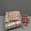 Funnymoom 452 Pcs Rose Gold Party Supplies Birthday Decorations Include Glitter Rose Gold Paper Plates and Napkins Cups Tablecloth Cutlery Straws Disposable Tableware Set for Women Birthday