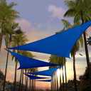 Amgo 14' x 14' x 14' Blue Triangle Sun Shade Sail UPF50+ Canopy Awning AGSLT, 95% UV Blockage, Water & Air Permeable, 200GSM Heavy Duty Commercial and Residential (We Make Custom Sizes)