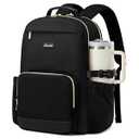 LOVEVOOK Laptop Backpack for Women with Pouch Pocket for Large Capacity Cup, 15.6 Inch Laptop Computer Bag Travel Backpack Purse, Waterproof Work Business Backpack College Teacher Bags, Black