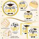 Funnymoom 400 Pcs Graduation Party Supplies Class of 2026 Graduation Paper Plate Napkin Cup Cutlery Congrats Grad Disposable Tableware Set for Grad Party Decorations, Serve 50 (Gold, Black)