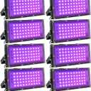 50W LED Black Lights for Glow Party - Waygor IP65 Waterproof UV Blacklight Floodlight 395nm Blacklight Spotlight Purple Black Light Flood Light Fluorescent UV Lights Lamp for Halloween Decor (8 Pack)
