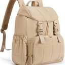 BOSTANTEN Puffer Backpack for Women, 15.6 Inch College Laptop Backpack with RFID Pocket, Water Resistant Casual Travel Daypack, Khaki