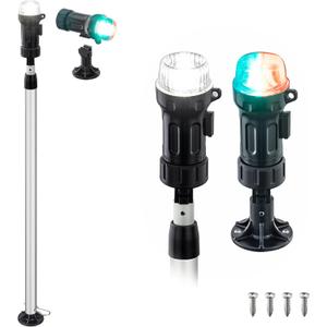Battery Navigation Lights for Boats,Telescoping Boat Lights Bow and Stern,3AAA Battery Operated,30-52.4 Inches,Fixed Base,for Kayak,Boats
