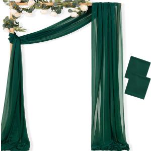 MLMC Emerald Green Wedding Arch Draping Fabric 2 Panels 29" x 20 FT Extra Long Gauze Drapes Sheer Backdrop Curtains 6.6 Yards Outdoor Drapery Panels for Wedding Ceremony Party Ceiling Decoration