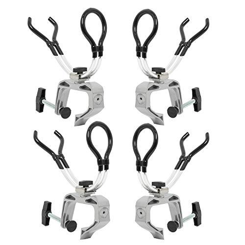 NovelBee 4 Pack of Aluminum Alloy Boat Rods Holder with Clamp Adjustable Up and Down and 360 Degree Rotatable Fishing Rod Racks