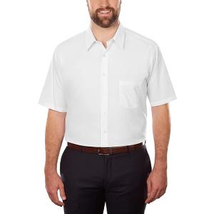 Van Heusen Men's BIG FIT Short Sleeve Dress Shirts Poplin Solid (Big and Tall) (19" Neck, White)