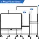 Maxtek Rolling White Board on Wheels 48x36 in, Double-Sided Magnetic Black