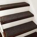 COSY HOMEER Edging Stair Treads Non-Slip Carpet Mat 28inX9in Indoor Stair Runners for Wooden Steps, Edging Stair Rugs for Kids and Dogs, 100% Polyester TPE Backing (15pc, Brown)