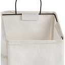 Fantasyon Wall Hanging Storage Bag, Waterproof Over The Door Closet Organizer Hanging Pocket Linen Cotton Organizer Box Containers for Bedroom, Bathroom (White) (1-Pack)