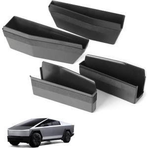Tesla Cybertruck Accessorie-Door Handle Storage Box Compatible with 2024-2025 Cybertruck,4pcs ABS Plastic Door Handle Inserts with Non-Slip Pads (Black)