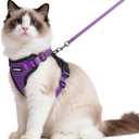 rabbitgoo Cat Harness and Leash for Walking, Escape Proof Soft Adjustable Vest Harnesses for Cats, Easy Control Breathable Reflective Strips Jacket, Purple, M