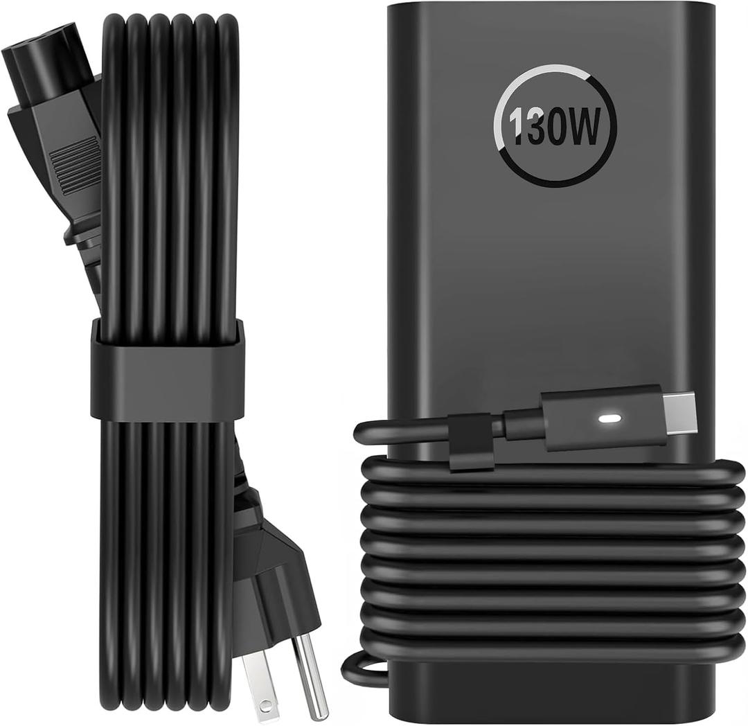 Replacement for Dell 130W Laptop Charger USB C Type C Power Adapter Slim for Dell XPS 15 2-in-1 9575 XPS 17 9700 Precision 5530 5550 5750 3660 3551 Latitude 7410 7310 7210 9410 9510 5420 AC Power Cord