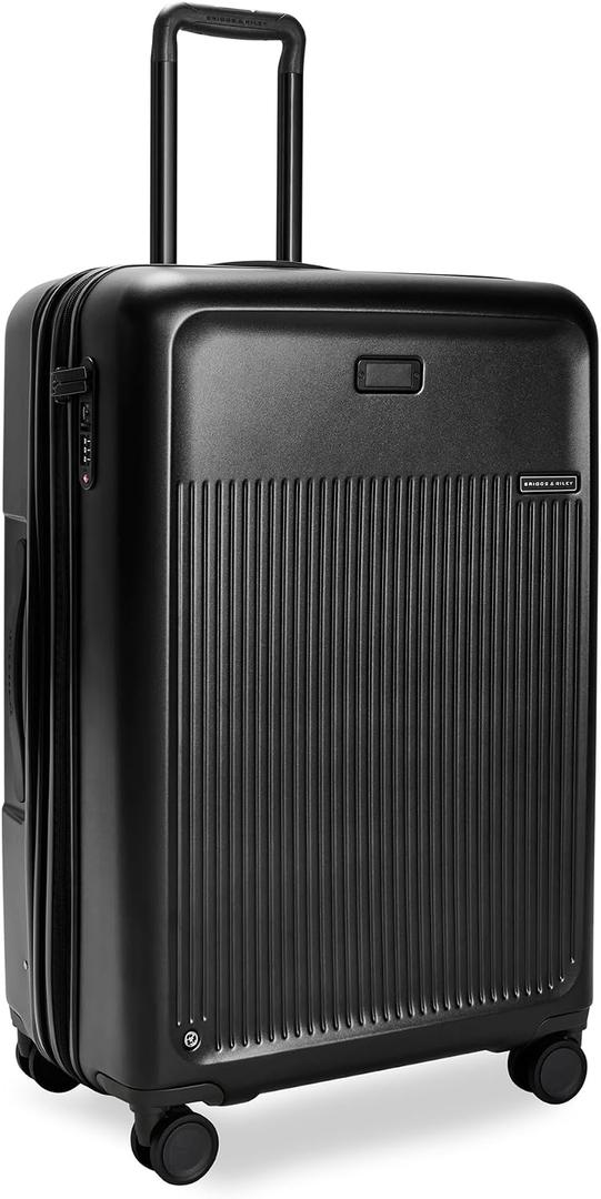 Briggs & Riley 30" Large Expandable Spinner - Checked Luggage for Travel, Suitcases with Wheels, Hardside Rolling Bag for Men & Women, Self-Repairing Zipper - Sympatico Collection, Black